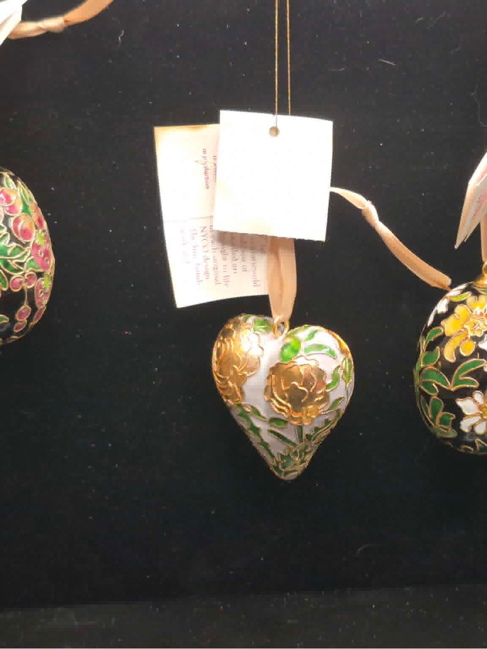 Lot Vintage Victorian Style Cloisonné Ornaments Faberge Type Enamel & Brass 3pcs - Picture 11 of 12